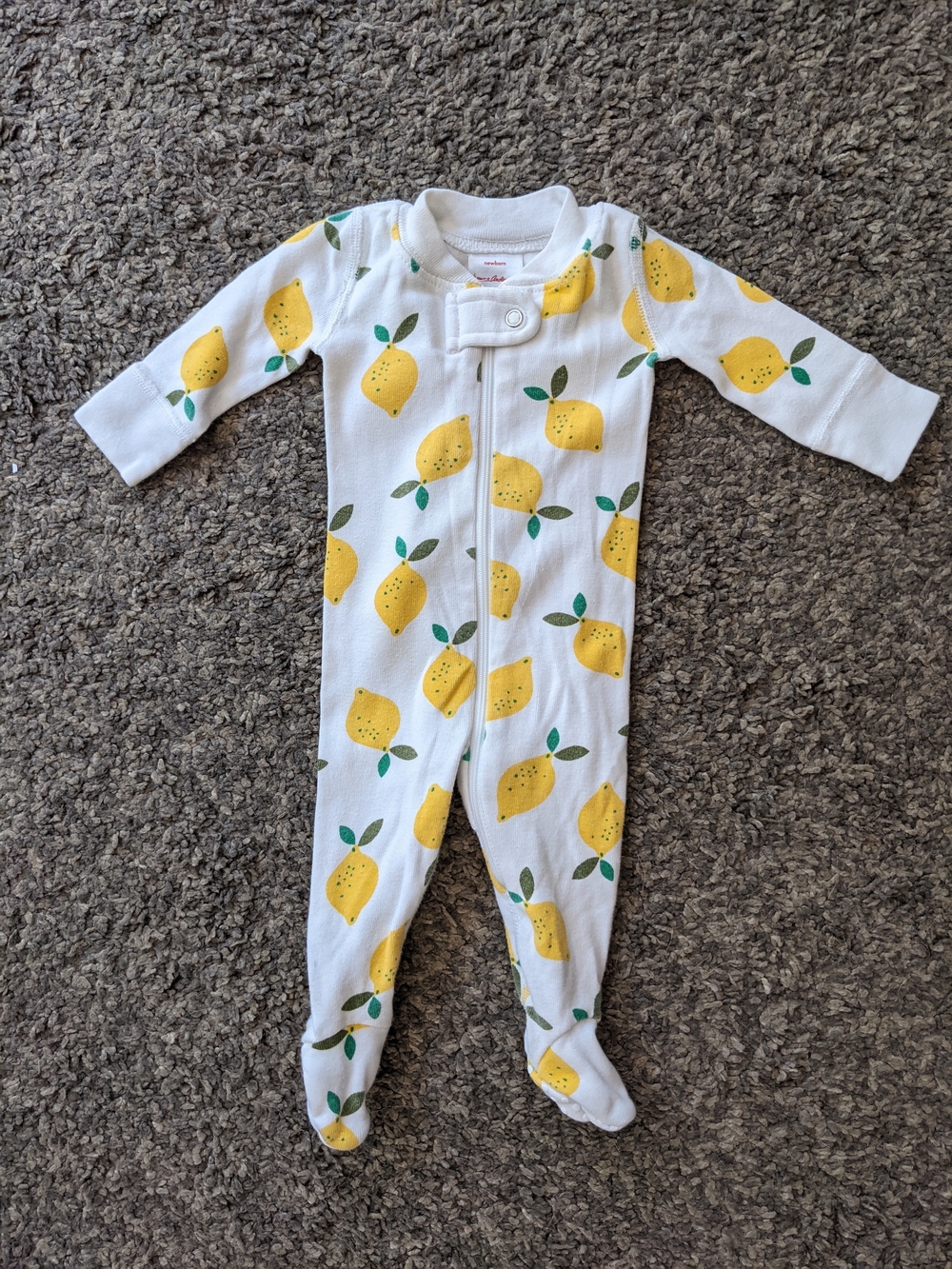 Hanna Andersson White Footed One-Piece with Yellow Lemon Print